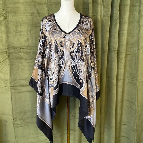 Amour de pin up silk Elegant Multicolor Patterned tunic, M - Picture 1 of 9